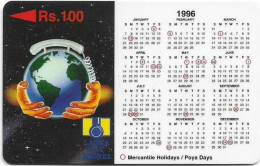 Sri Lanka - Lanka Pay Phones (GPT) - Calendar 1996 - 19SRLA (Normal 0, Letter B) - 100Rs, Used - Sri Lanka (Ceylon)