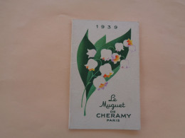 Calendrier 2 Volets - Cartes Parfumée - " Le Muguet " De Chéramy - 1939 - 2 Scanns - - Anciennes (jusque 1960)