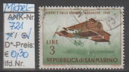 1962 - SAN MARINO - SM "Alte Flugzeuge - A+E. Bonnet..." 3 L Hellbraun/dkl'grün - O Gestempelt  - S.Scan (721o S.marino) - Usati