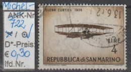 1962 - SAN MARINO - SM "Alte Flugzeuge - G. Curtiss" 4 L Fahlbraun/schwarz - O Gestempelt  - S.Scan (722o S.marino) - Used Stamps