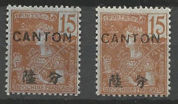 CANTON N° 38 X 2 Nuances NEUF* TRACE DE  CHARNIERE / Hinge / MH - Neufs