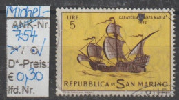 1963 - SAN MARINO - SM "Alte Segelschiffe - Caravelle" 5 L Dkl'braun/gelb - O  Gestempelt  - S.Scan (754o S.marino) - Usados