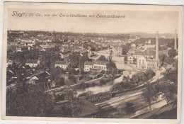 C9864) STEYR - OÖ - Von Der Christkindlleiten Mit Elektrizitätswerk ALT !! ZUG Im Vordergrund 1911 - Steyr