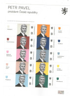 Year 2023 - Czech President Petr Pavel,  10 Different Self-adhesive Stamps, MS - Blocks & Kleinbögen