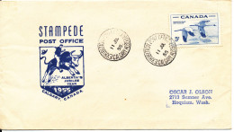 Canada Cover Exhibition Post Office Calgary Alberta 11-7-1955 With Cachet Single Stamped BIRDS - Briefe U. Dokumente