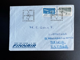 FINLAND SUOMI 1963 LETTER HELSINKI TO MADRID 01-11-1963 FINNAIR - Storia Postale