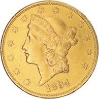 Monnaie, États-Unis, Liberty Head, $20, Double Eagle, 1894, U.S. Mint, San - 20$ - Double Eagle - 1877-1901: Coronet Head