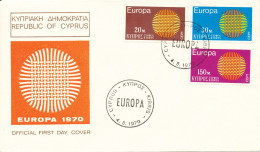 Cyprus FDC EUROPA CEPT  4-5-1970 Complete Set On Cover With Cachet - 1970