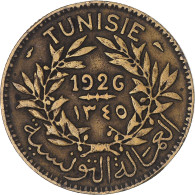 Monnaie, Tunisie, Anonymes, 2 Francs, AH 1345/1926, Paris, TTB - Tunesië