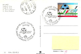 ITALIA ITALY - 1989 MILANO INTER Campione Calcio 1988-89 Fdc Su Cartolina Illustrata Stadio San Siro Viaggiata - 5604 - Clubs Mythiques