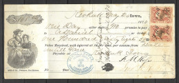 US 1870 Keokuk Iowa Check With Revenues - Chèques & Chèques De Voyage