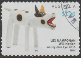 AUSTRALIA-DIE-CUT-USED -2021 $1.10  Contemporary Sculpture -  "Smiley Blue Eye" - Used Stamps