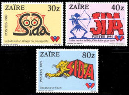 Zaïre - 1335/1337 - Sida - 1990 - MNH - Nuovi