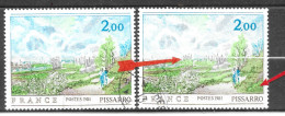 Variété France N° 2136b Oblitéré, Arbres Vert Au Centre Et Bordure Verte Bas Droit à Coté Du Normal - Used Stamps