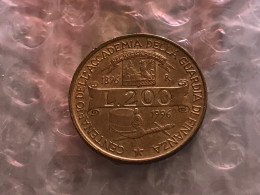 Münze Münzen Umlaufmünze Grdenkmünze Italien 200 Lire 1996 Zollakademie - Herdenking