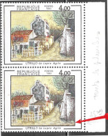 Variété France N° 2297 Paire Neuve Sans Charnière Impression Blanche En Bas à Droite - Used Stamps