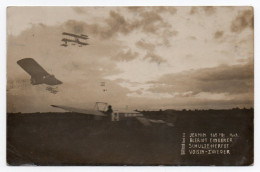 Alsace. Jeanin, Blériot-Eindeker, Schulze-Herfot Et Voisin-Zweder En Vol. Carte Photo - Meetings