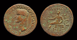 Germanicus, Struck Germanicus Under Caligula AE As Vesta Seated To Left - La Dinastia Giulio-Claudia Dinastia (-27 / 69)