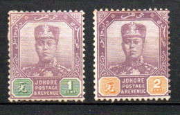 Col33 Colonie Britannique Malaisie Johore 1904  N° 43 & 44 Neuf X MH Cote 2015 : 5,00€ - Johore