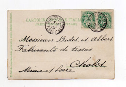 !!! PAIRE DU 5C TYPE BLANC SUR CPA DE 1908 POUR CHOLET, CACHET SALONIQUE - TURQUIE - Storia Postale