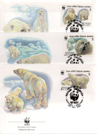 RUSSIE / WWF / 3 ENVELOPPES FDC ANIMAL PROTEGE L'OURS POLAIRE - Environment & Climate Protection