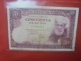 ESPAGNE 50 PESETAS 1951 Circuler (B.29) - 50 Peseten