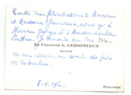 Soignies ,Le Chanoine L. LERMINIAUX - Cartes De Visite