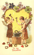Blacksmiths Angels Valentine`s Day Greetings Repro Postcard - Valentine's Day