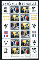 Feuillet De 12 Vignettes  De Gaulle Et Sir Winston Churchill - Réf J 25 - De Gaulle (General)