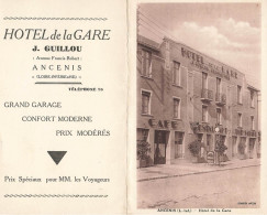 Ancenis * Hôtel De La Gare J. GUILLOU Tel.76 * CPA Double Publicitaire * Restaurant Café Garage * Pompe à Essence - Ancenis