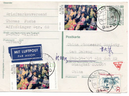 66861 - Bund - 1993 - 80Pfg SWK GAKte M ZusFrankatur KELHEIM -> SHANGHAI (China) - Briefe U. Dokumente