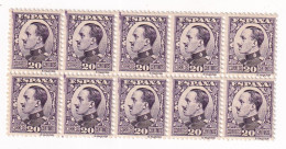 España. Bloque  De 10 Sellos Nuevos Perfectos De Alfonso XIII. Edifil 494** - Nuevos