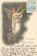 Christmas Angel Litho Postkarte Kunstler Mailick 1900s Weihnachten - Anges