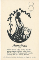 Sternzeichen Jungfrau, Scherenschnittkarte Astrologischer Verlag Wilhelm Becker Berlin-Steglitz, Nicht Gelaufen - Silhouettes