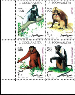 ANIMALS Somalia 1994 Monkeys MNH Full Set Chimpanzees Fauna Wild Life Luxery Stamps Mi. 520 - 523 Corner - Chimpansees