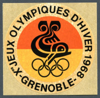 RC 25434 JEUX OLYMPIQUES DE GRENOBLE 1968 AUTOCOLLANT OFFICIEL SUR SON SUPPORT D'ORIGINE - Abbigliamento, Souvenirs & Varie