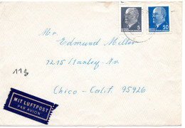 66872 - DDR - 1972 - 50Pfg Ulbricht MiF A LpBf MUEHLHAUSEN -> Chico, CA (USA) - Storia Postale