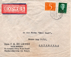 66880 - Niederlande - 1954 - 50c Juliana MiF A EilBf HARDERWIJK -> Westdeutschland - Cartas & Documentos