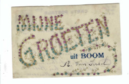 Boom   MIJNE GROETEN UIT BOOM  1907  (celloïd Kaart Versierd Met Glittersteentjes) - Boom