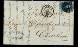 Lettre De LIEGE 12/11/1863 Pour Charleroi  Même Jour - Postmarks - Lines: Perceptions