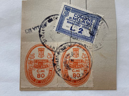 MARCA DA BOLLO SU FRAMMENTO DIRITTI DI SEGRETERIA  COMUNE DI MILANO-1 - Revenue Stamps