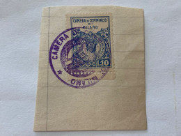 MARCA DA BOLLO SU FRAMMENTO CAMERA DI COMMERCIO COMUNE DI MILANO-5 - Revenue Stamps