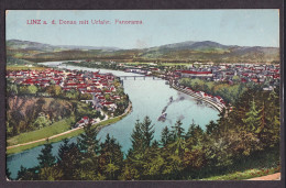 AUSTRIA - Linz A.d. Donau Mit Urfahr. Panorama / Military Cancel On The Back / Postcard Circulated, 2 Scans - Linz Urfahr