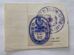 MARCA DA BOLLO SU FRAMMENTO DIRITTI DI SEGRETERIA COMUNE DI MILANO -7 - Revenue Stamps