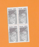 BRASILIEN 1986  Postfrisch(**)MNH  Mi.-Nr. 2190 (4x)  =  Literatur Manuel Bandeira # TAG Des BUCHES = - Otros & Sin Clasificación