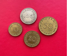 Beau Lot De 4 Monnaies De La Sarre 10, 20, 50 Et 100 Franken - Other & Unclassified