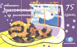 Kazakhstan:Kazakstan:Used Phonecard, Kazaktelekom, 75 Units, Painting, Cat - Kazachstan