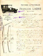 FACTURE.03.ALLIER.MONTLUÇON.VOITURES AUTOMOBILES.FRANÇOIS LABRE SERVICE REGULIER ENTRE MONTLUÇON ET NERIS LES BAINS. - Automobilismo