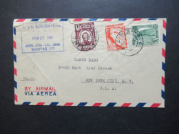 Peru 1942 By Airmail Via Aerea EE.UU. Mantas 171 / Lima Nach New York City USA / Luftpost - Peru