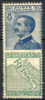 Regno VE2  Pubblicitari SS 2302 N. 7 C. 25 Azzurro E Verde Reinach MNH Cat. € 4000 DIFETTOSO - Publicity